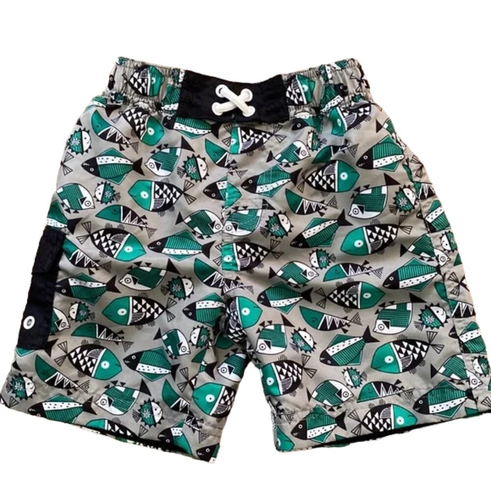 UV Skinz Geometric Print Fish UPF 50+  Swim Trunks Boys size 3T